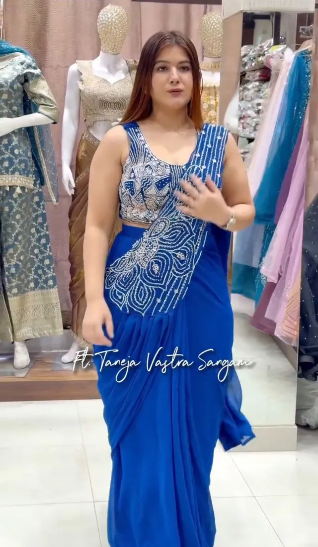 New Super Trending Ready-to-Wear Saree - Georgette Saree Online India - Buy at ₹1550 - Image 1