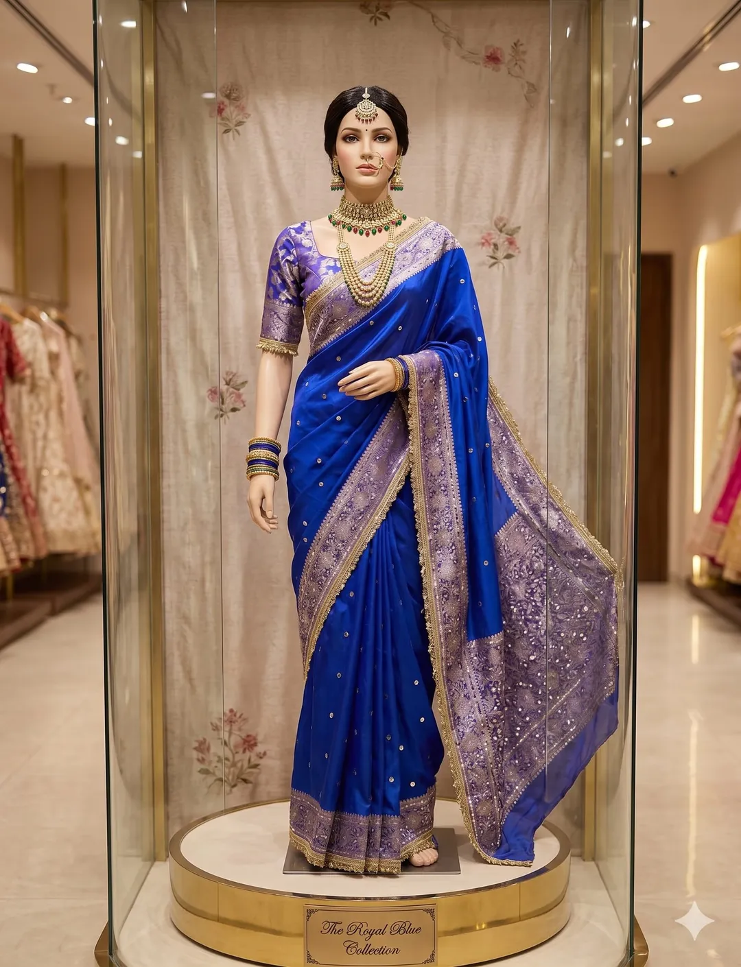 Banarasi Soft Tissue Silk Saree with Big Round Mirror Work & Heavy Mirror Border - View 2