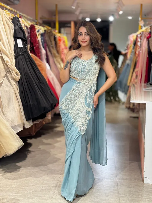 Ready-to-Wear Rangoli Silk Saree with Beads, Cut Dana & Sequins Work - Rangoli Silk Saree Online India - Buy at ₹1699 - Image 1