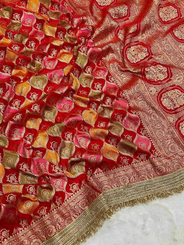 Premium Rangkat Satin Silk Saree with Banarasi Zari Weaving & Jaipuri Border - View 2