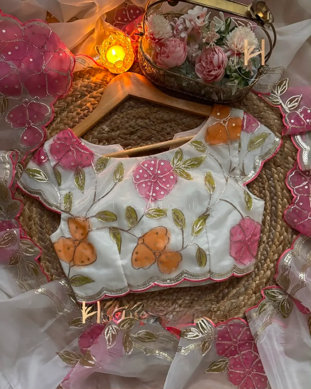Trending Designer Tebby Silk Saree with Ribbon, Sequins & Brush Paint Work - View 2