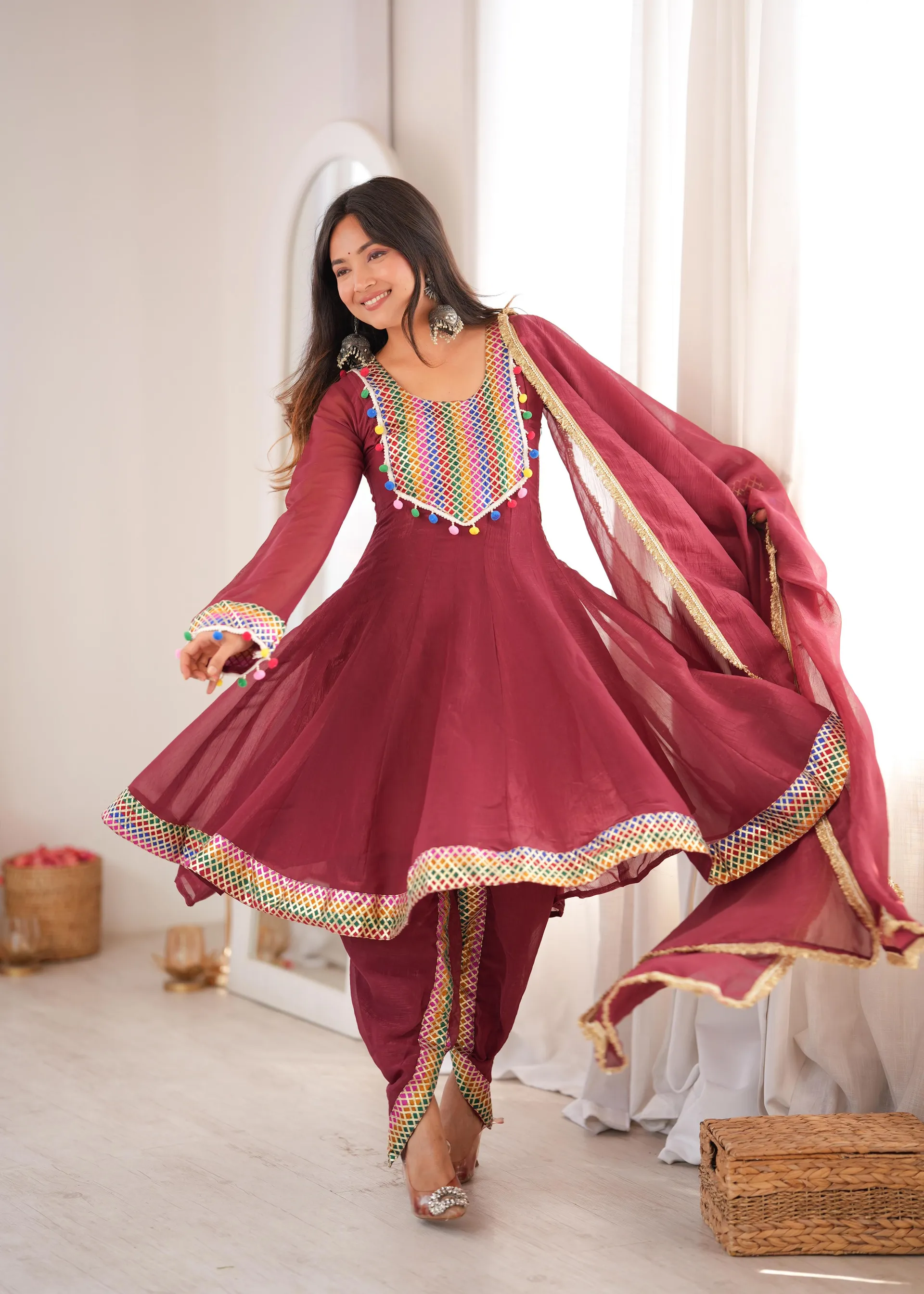 Designer Tulip Dhoti Set with Flared Top & Dupatta – Wedding Special - View 2