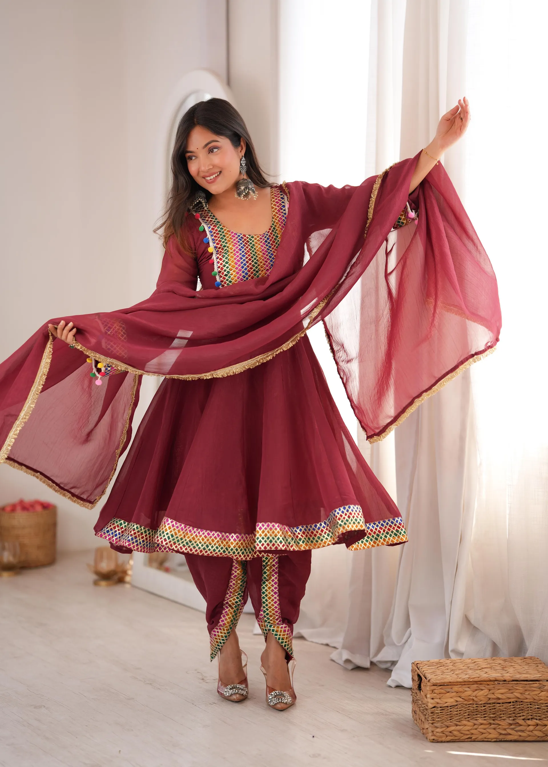 Designer Tulip Dhoti Set with Flared Top & Dupatta – Wedding Special - View 3