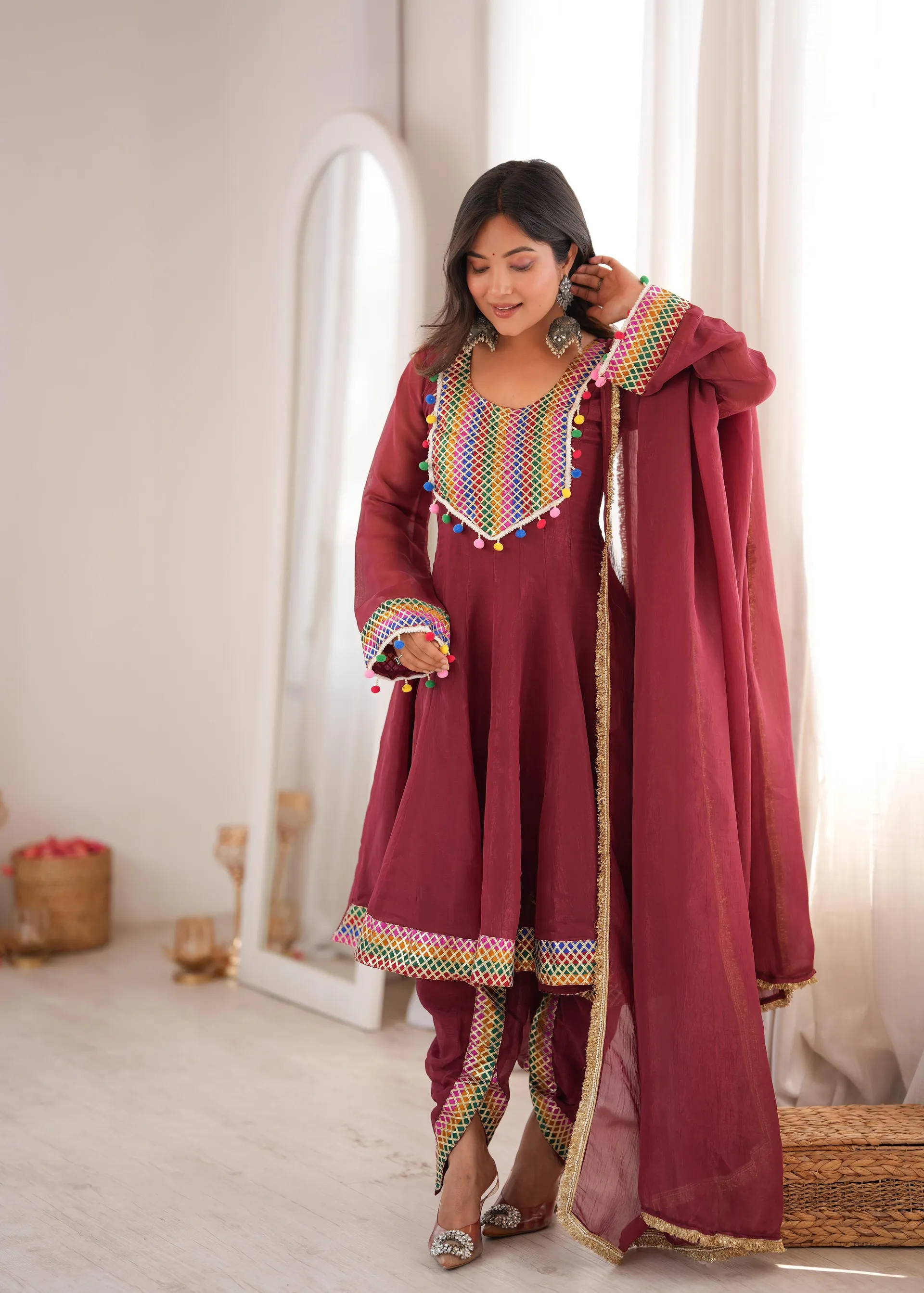 Designer Tulip Dhoti Set with Flared Top & Dupatta – Wedding Special - View 4