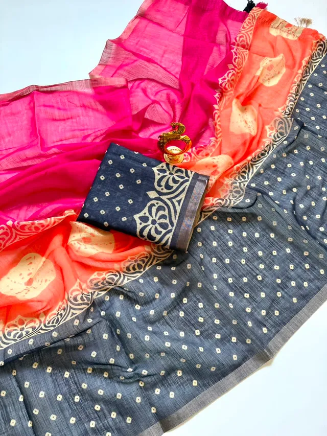 Designer Linen Cotton Saree with Pallu Tassels – Lightweight & Easy to Drape - View 4