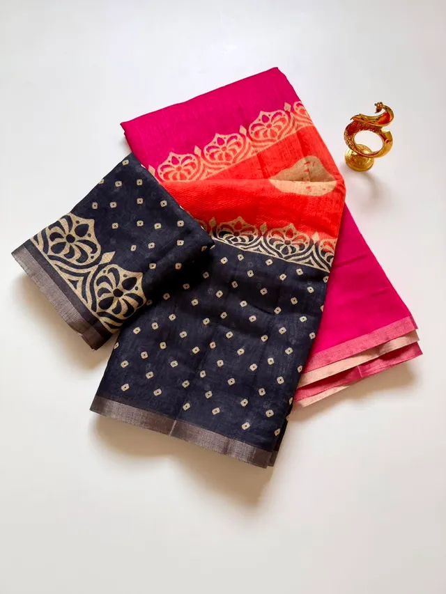 Designer Linen Cotton Saree with Pallu Tassels – Lightweight & Easy to Drape - View 5