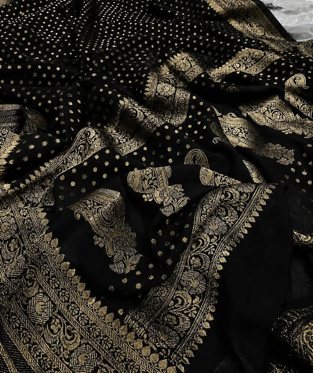 Banarasi Soft Georgette Silk Saree with Zari Buti Weaving & Rich Pallu - View 2