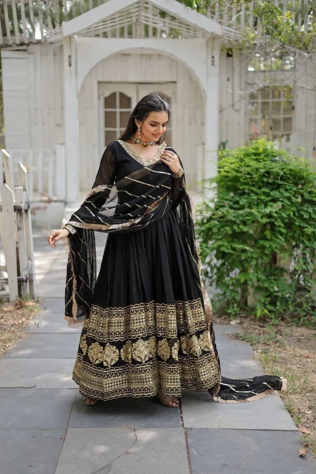 Gown with Dupatta – Sequins Embroidered Party Wear Collection - View 2