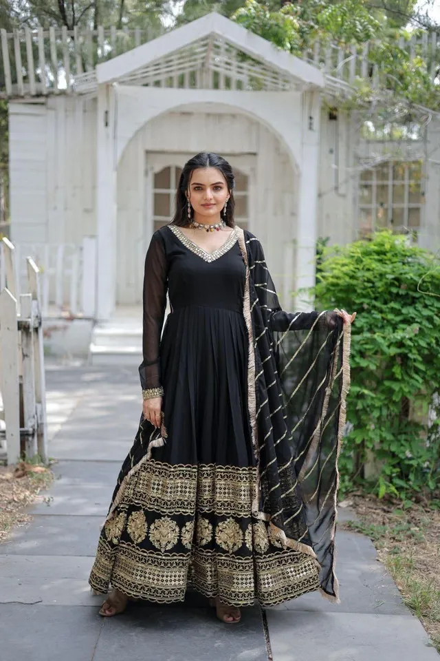 Gown with Dupatta – Sequins Embroidered Party Wear Collection - View 3