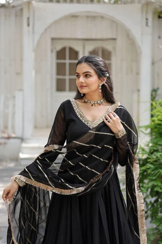 Gown with Dupatta – Sequins Embroidered Party Wear Collection - View 4