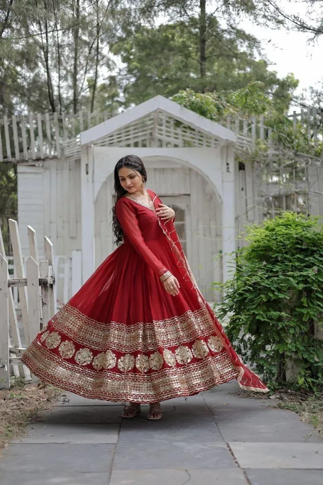 Gown with Dupatta – Sequins Embroidered Party Wear Collection