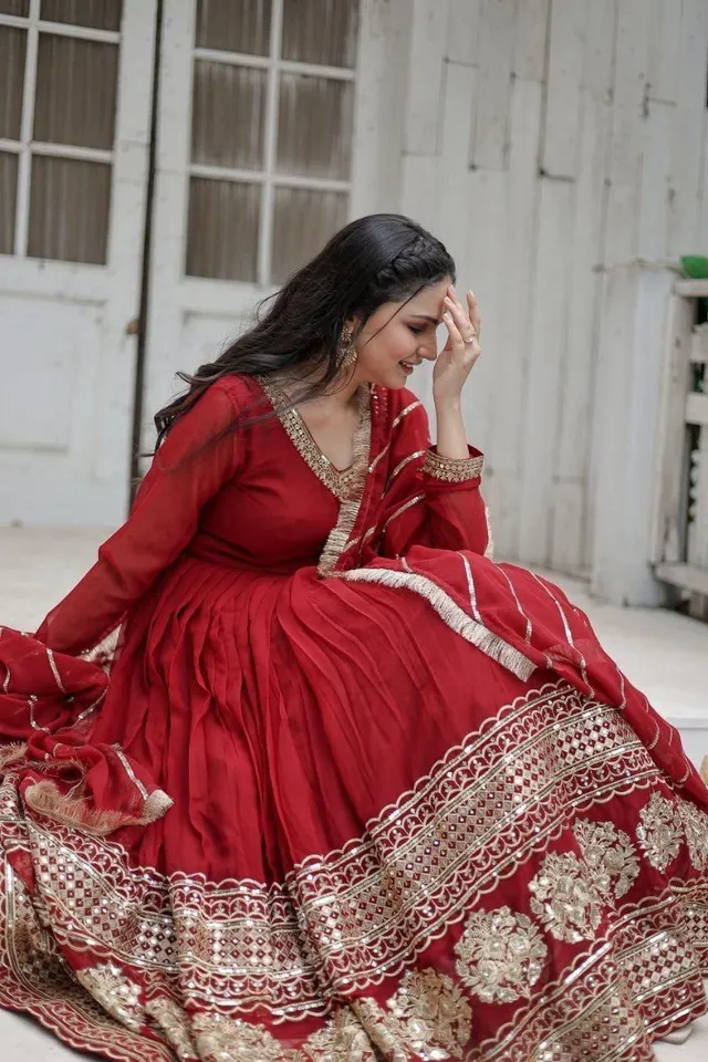 Gown with Dupatta – Sequins Embroidered Party Wear Collection - View 2