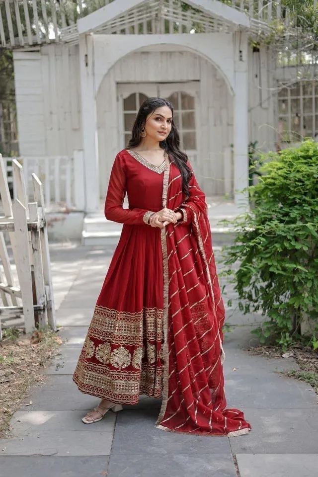 Gown with Dupatta – Sequins Embroidered Party Wear Collection - View 3