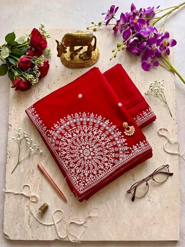 Premium HO Silk Saree with Fancy Foil Gota Work - View 2