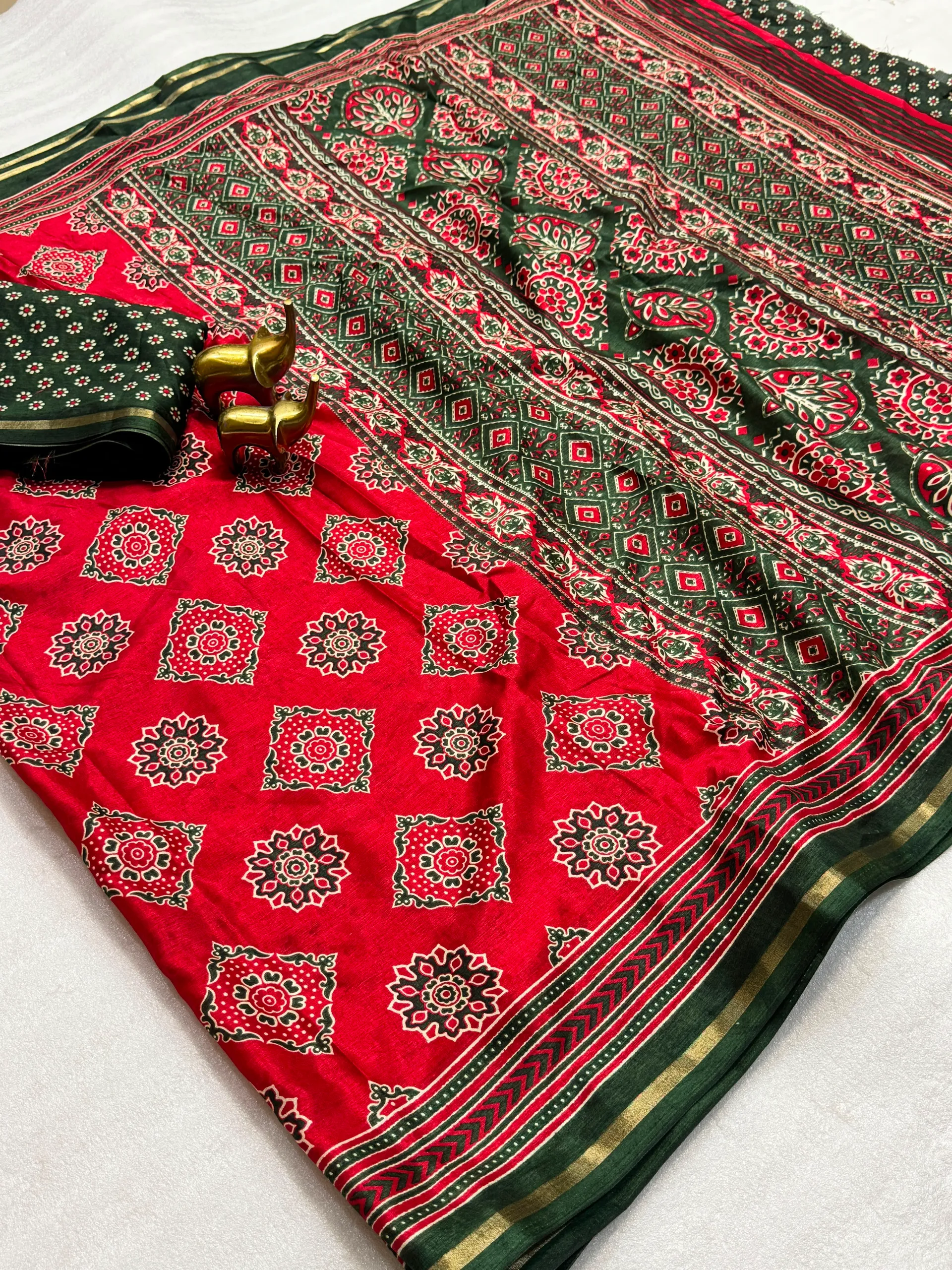 Premium Tasva Silk Saree with Patola Print & Zari Weaving Border - Premium Tasva Silk Saree Online India - Buy at ₹1050 - Image 1