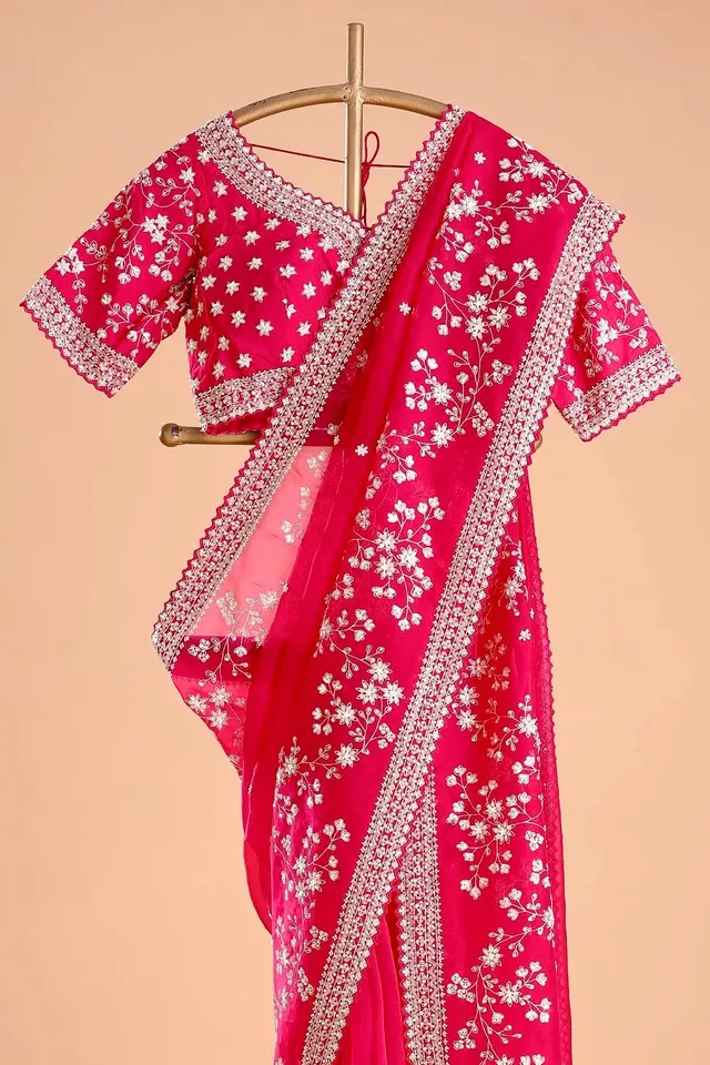 Premium Tibby Silk Designer Saree with Thread & Sequence Work - View 2