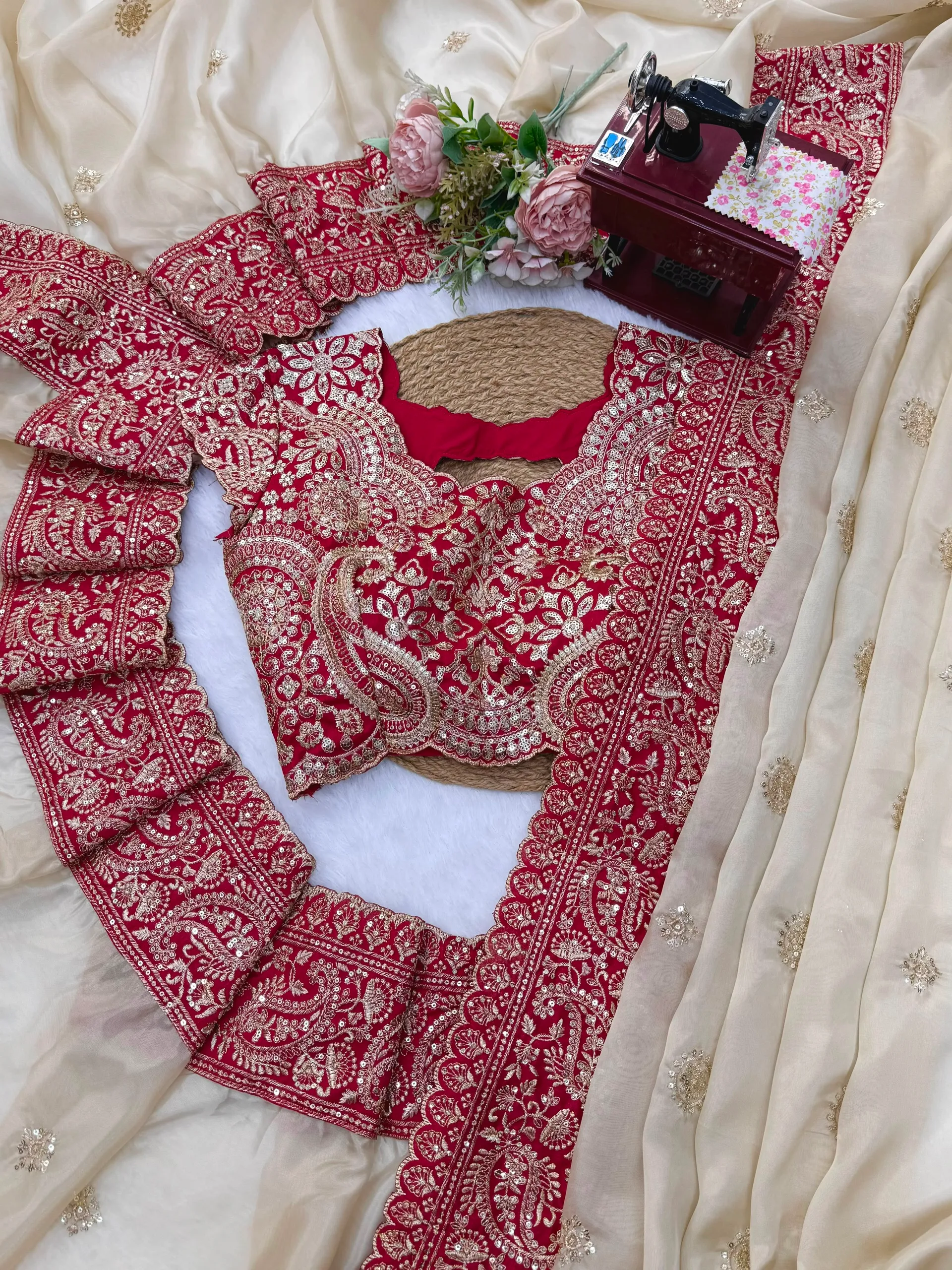 Premium Glass Organza Silk Designer Saree with Thread & Sequence Work - View 3