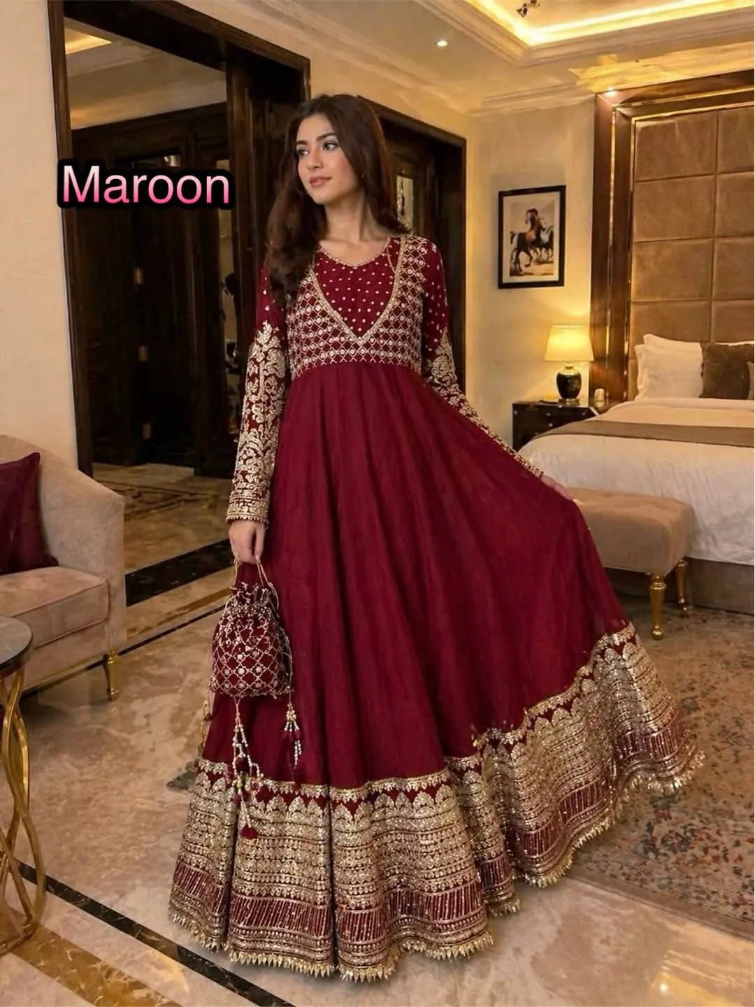 Exclusive Trending Designer Gown with Heavy Embroidery & Sequence Work