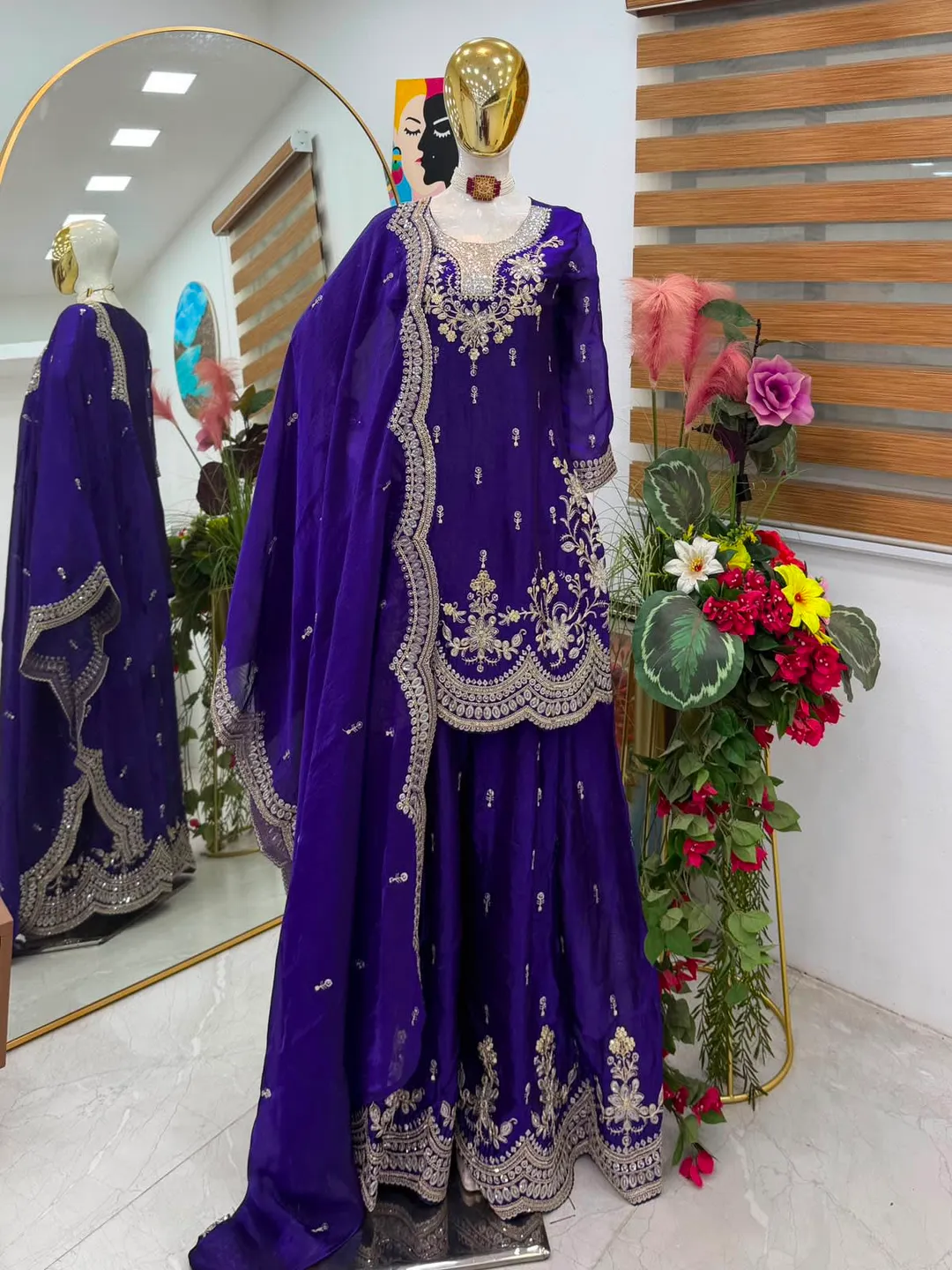 New Designer Party Wear Sharara Suit & Dupatta Set - View 2
