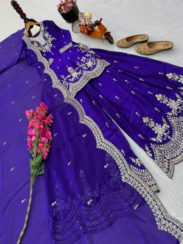 New Designer Party Wear Sharara Suit & Dupatta Set - View 5