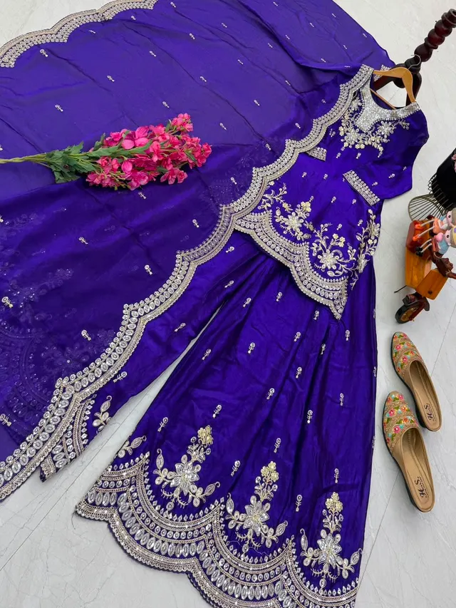 New Designer Party Wear Sharara Suit & Dupatta Set - View 6