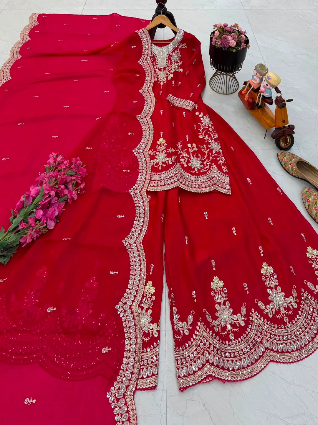 New Designer Party Wear Sharara Suit & Dupatta Set - View 2