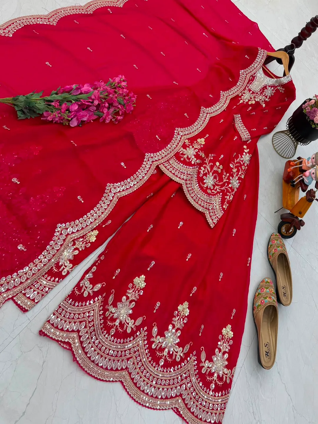New Designer Party Wear Sharara Suit & Dupatta Set - View 3