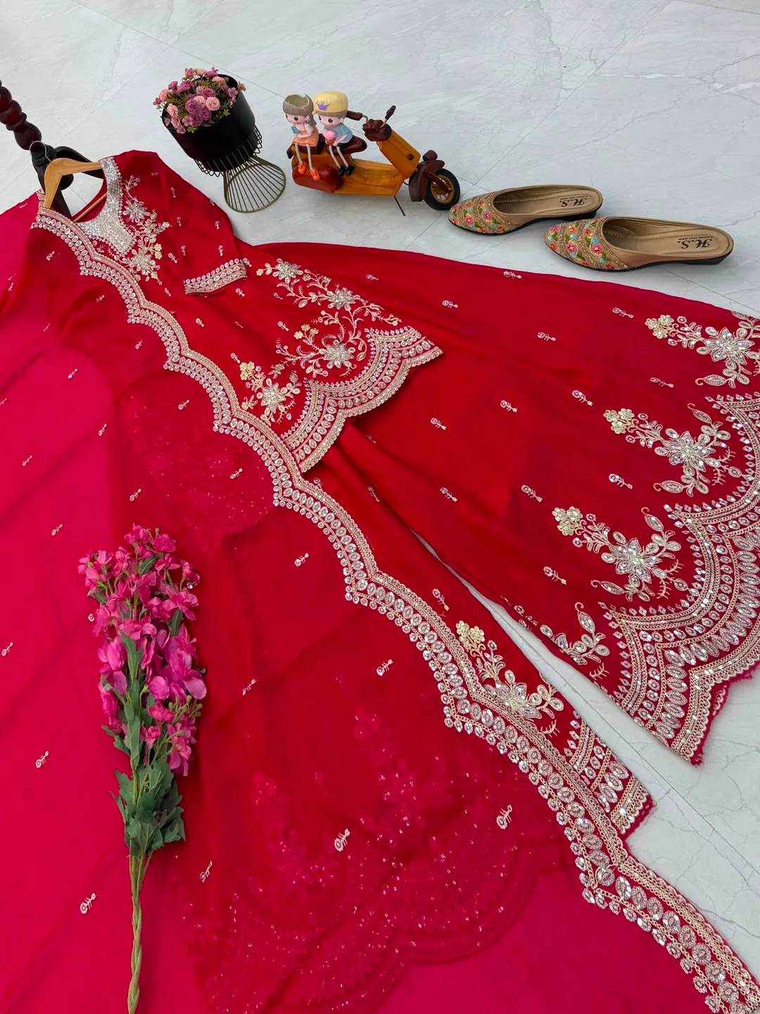New Designer Party Wear Sharara Suit & Dupatta Set - View 5
