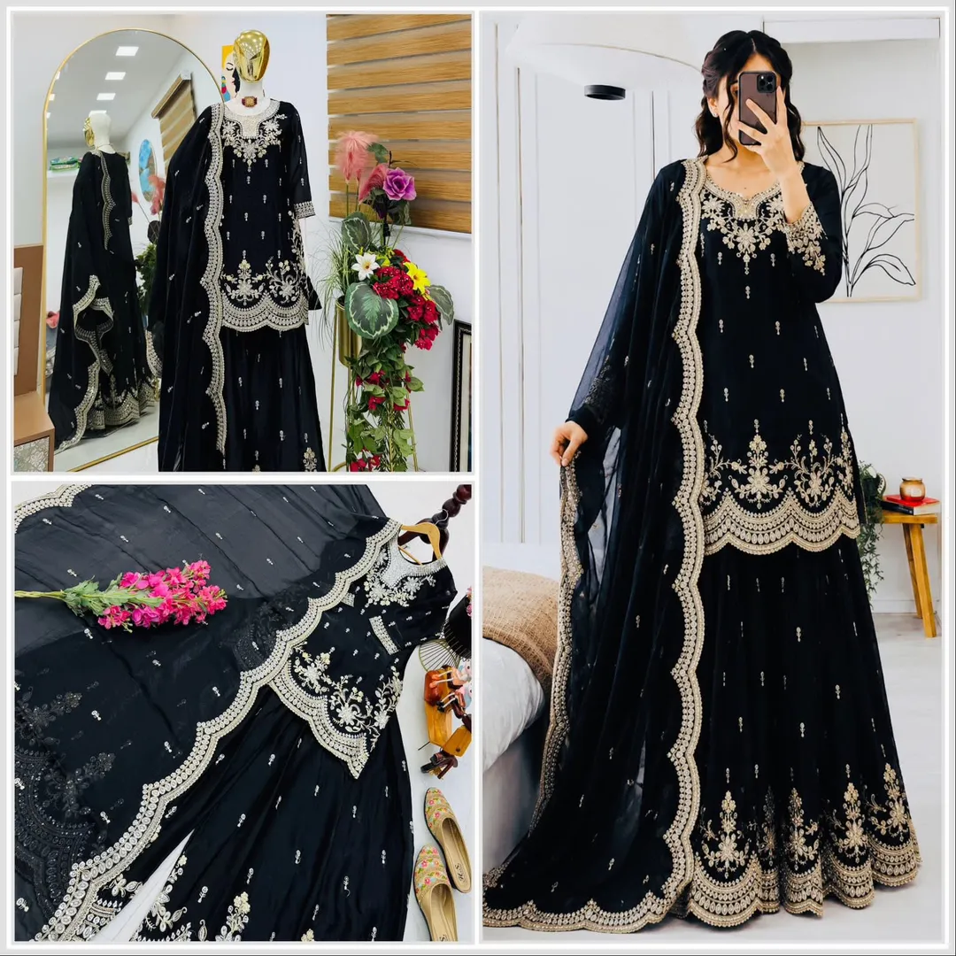 New Designer Party Wear Sharara Suit & Dupatta Set