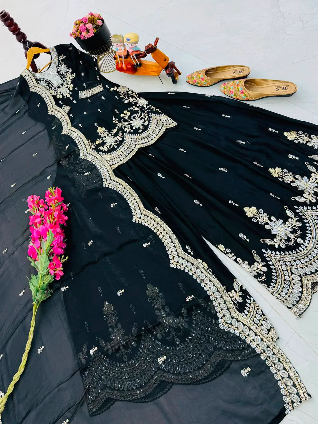New Designer Party Wear Sharara Suit & Dupatta Set - View 3