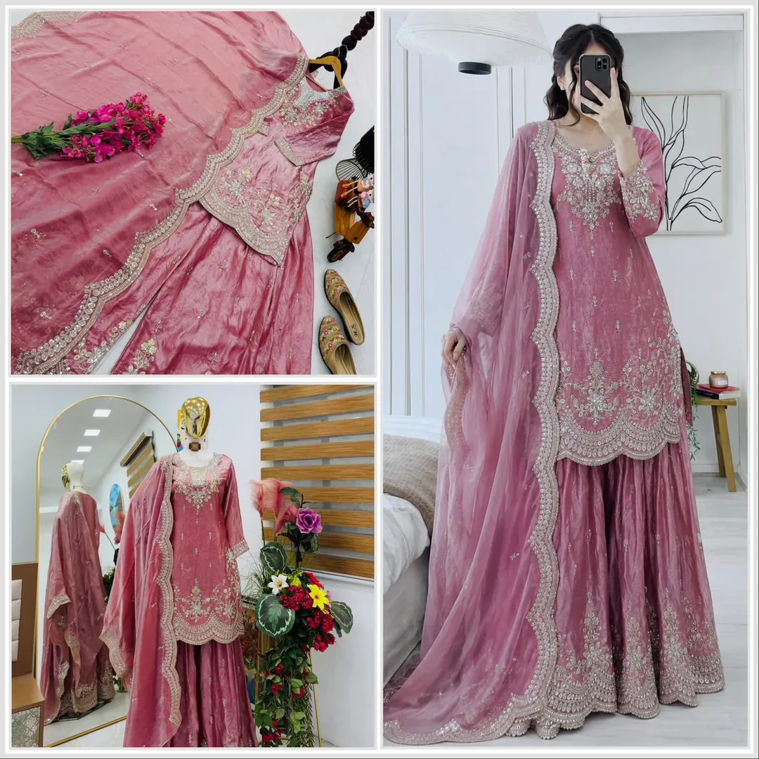New Designer Party Wear Sharara Suit & Dupatta Set