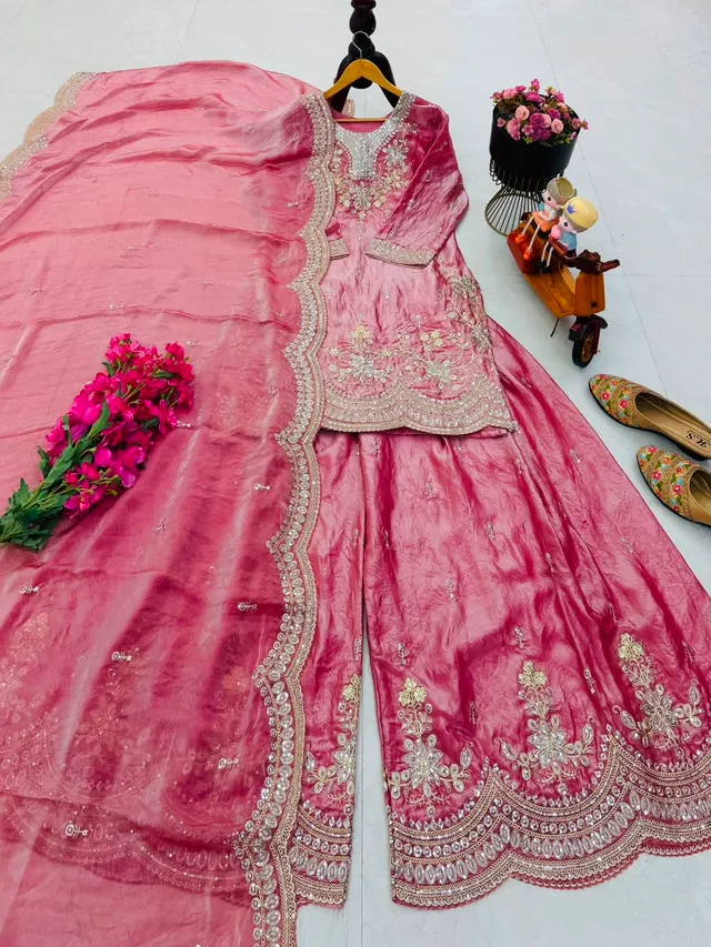 New Designer Party Wear Sharara Suit & Dupatta Set - View 2