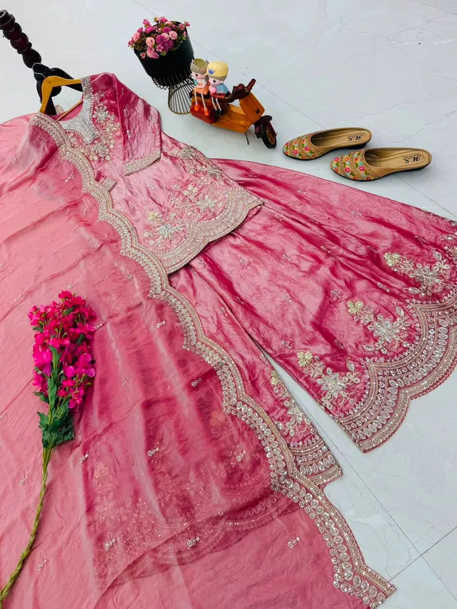 New Designer Party Wear Sharara Suit & Dupatta Set - View 4