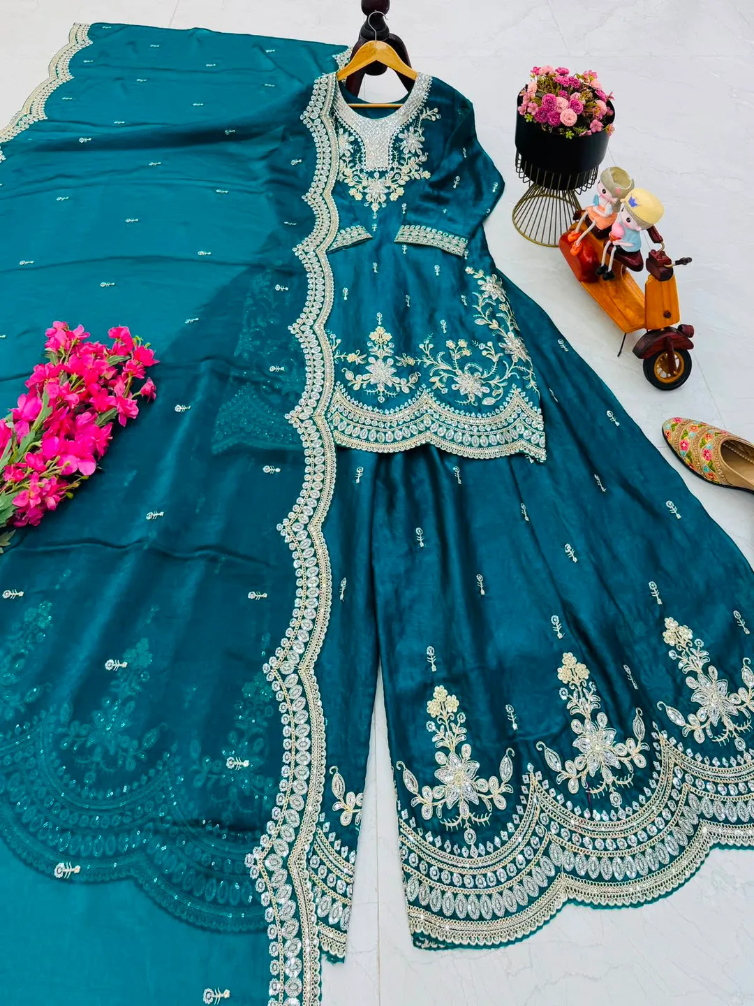 New Designer Party Wear Sharara Suit & Dupatta Set - View 2