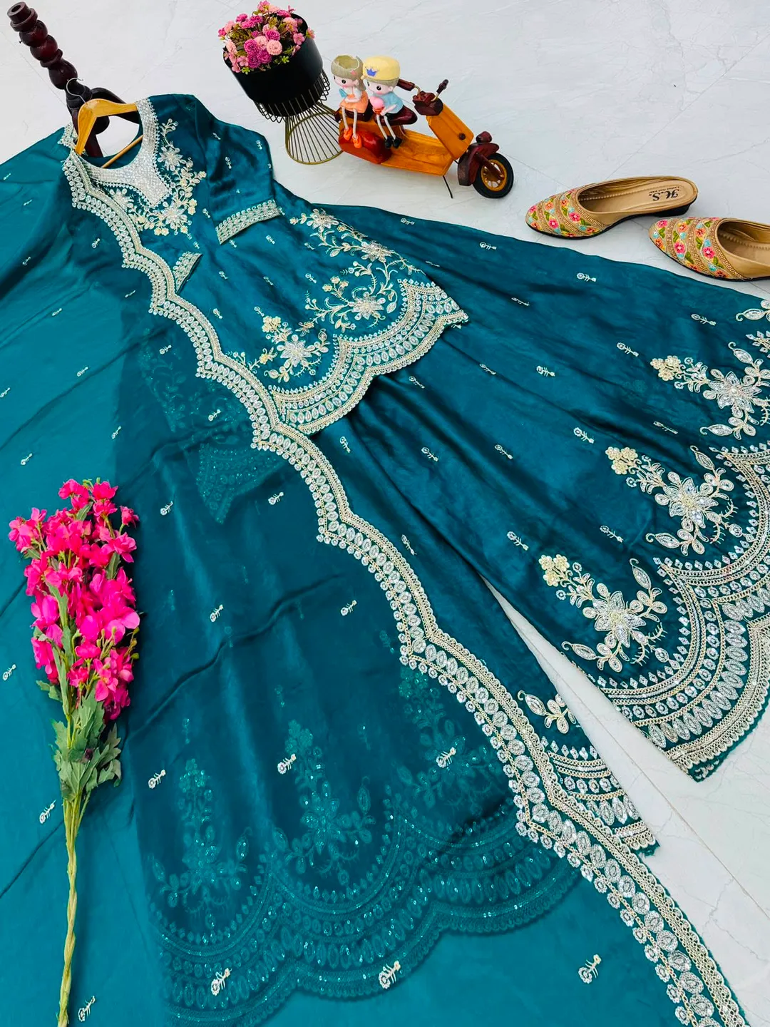 New Designer Party Wear Sharara Suit & Dupatta Set - View 3