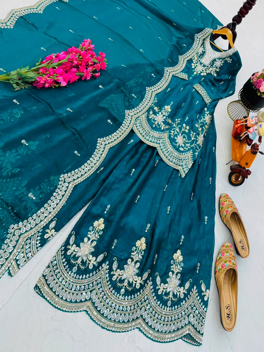 New Designer Party Wear Sharara Suit & Dupatta Set - View 4