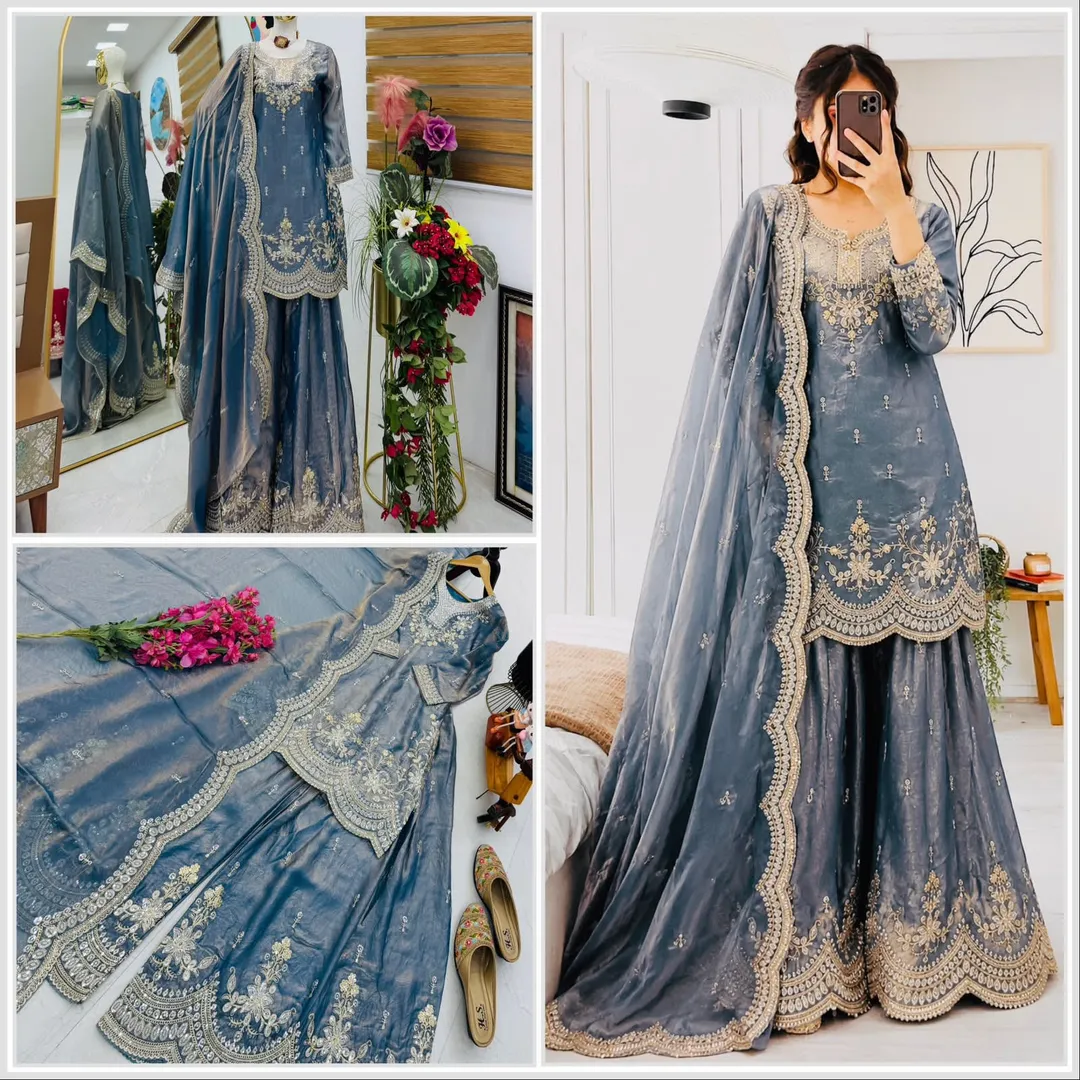 New Designer Party Wear Sharara Suit & Dupatta Set
