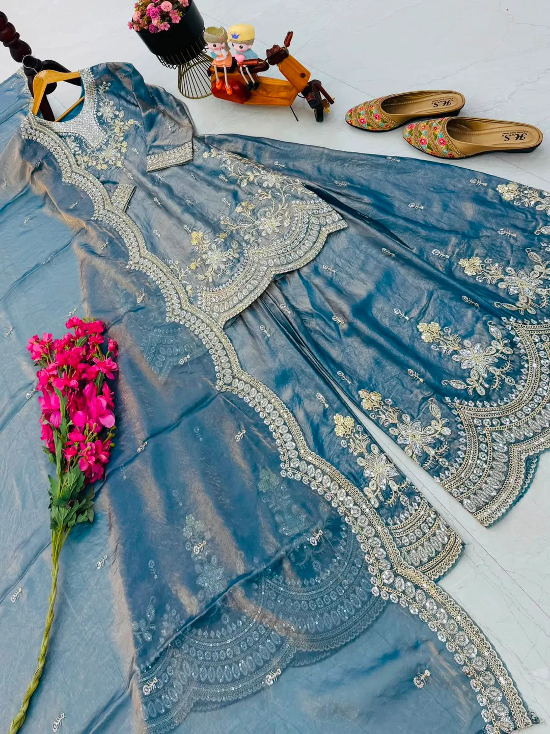 New Designer Party Wear Sharara Suit & Dupatta Set - View 2