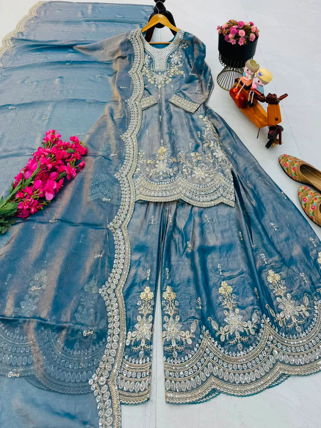 New Designer Party Wear Sharara Suit & Dupatta Set - View 4