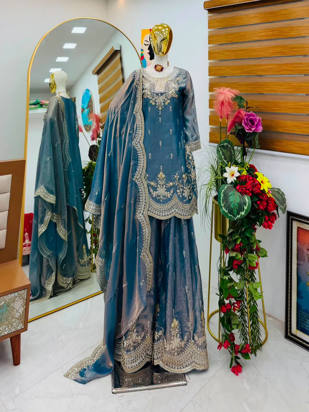 New Designer Party Wear Sharara Suit & Dupatta Set - View 6