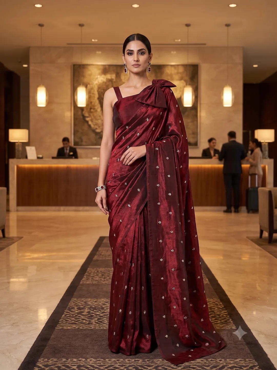 Best Selling Space Satin Multi Sequence Work Saree - Premium Space Satin Saree Online India - Buy at ₹1299 - Image 1