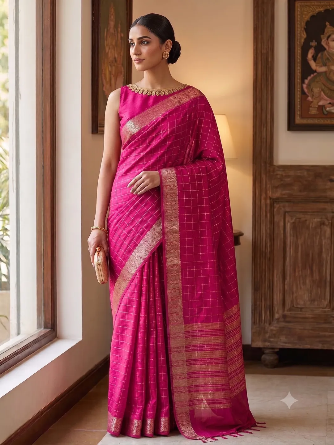 Premium Banarasi Daybal Raao Mango Soft Silk Saree - Best saree for Diwali