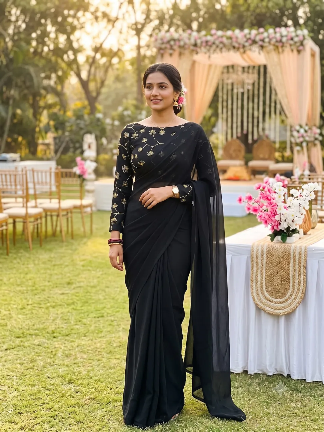Premium Rangoli Karsh Saree with Sequence Work Blouse