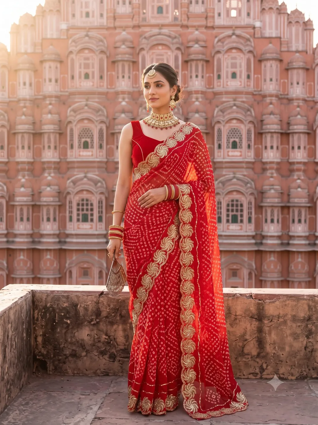 Traditional Bandhej Soft C/C Georgette Saree