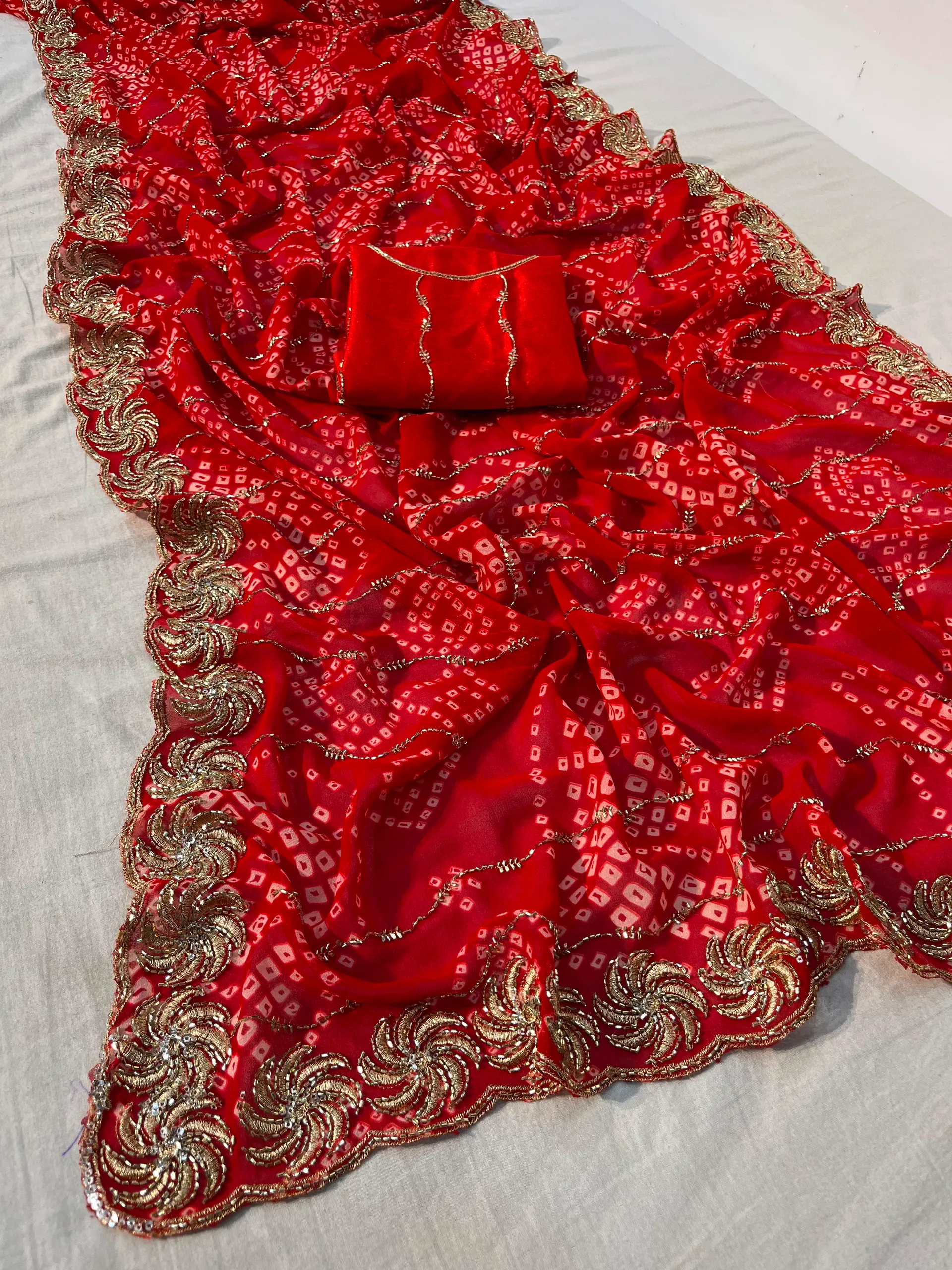 Traditional Bandhej Soft C/C Georgette Saree - View 2