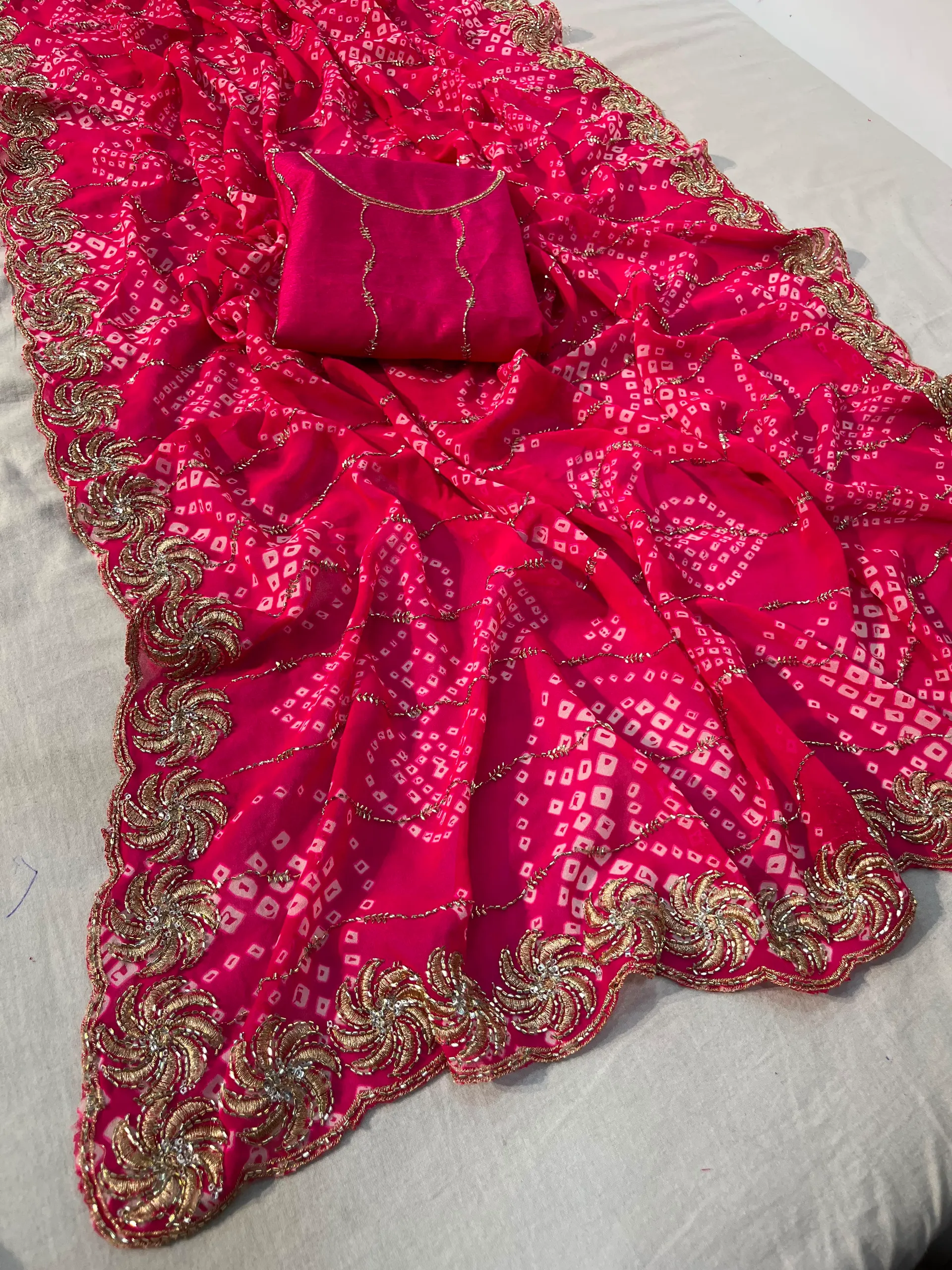 Traditional Bandhej Soft C/C Georgette Saree - View 2