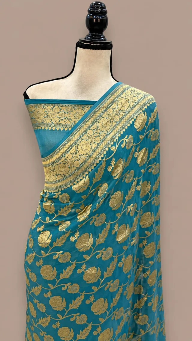 Premium Banarasi Georgette Silk Saree - Premium Banarasi Georgette Silk Saree Online India - Buy at ₹1899 - Image 1