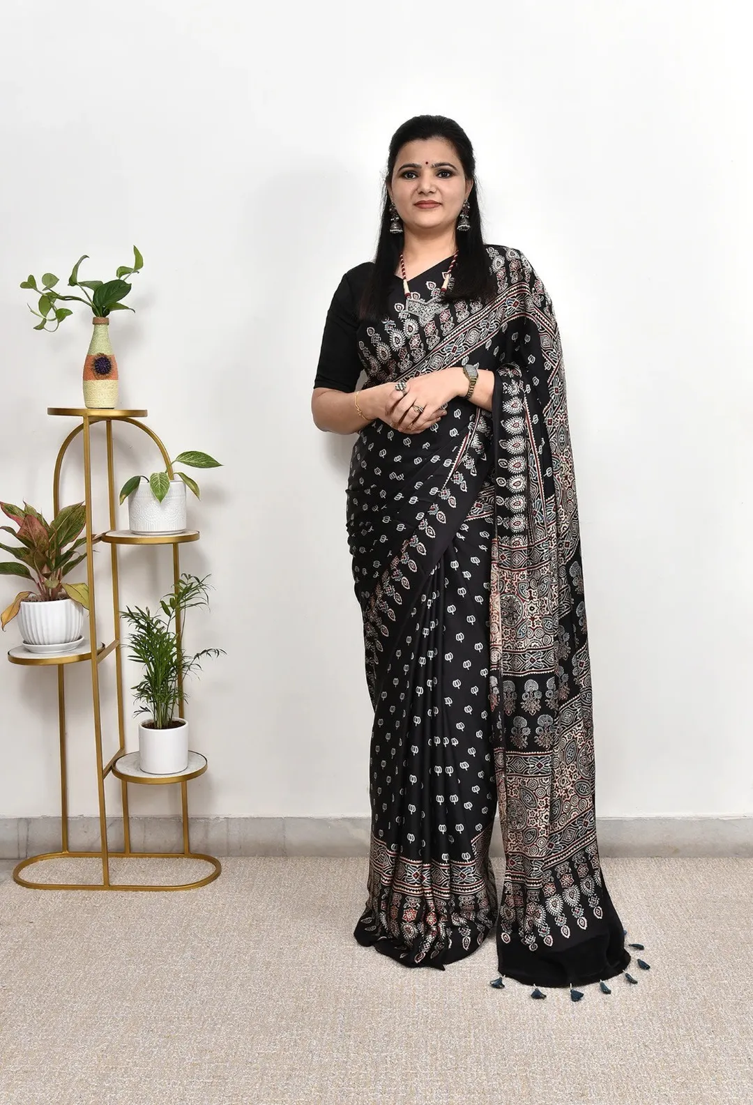 New Ajrakh Gajji Crepe Silk Saree Collection - View 2