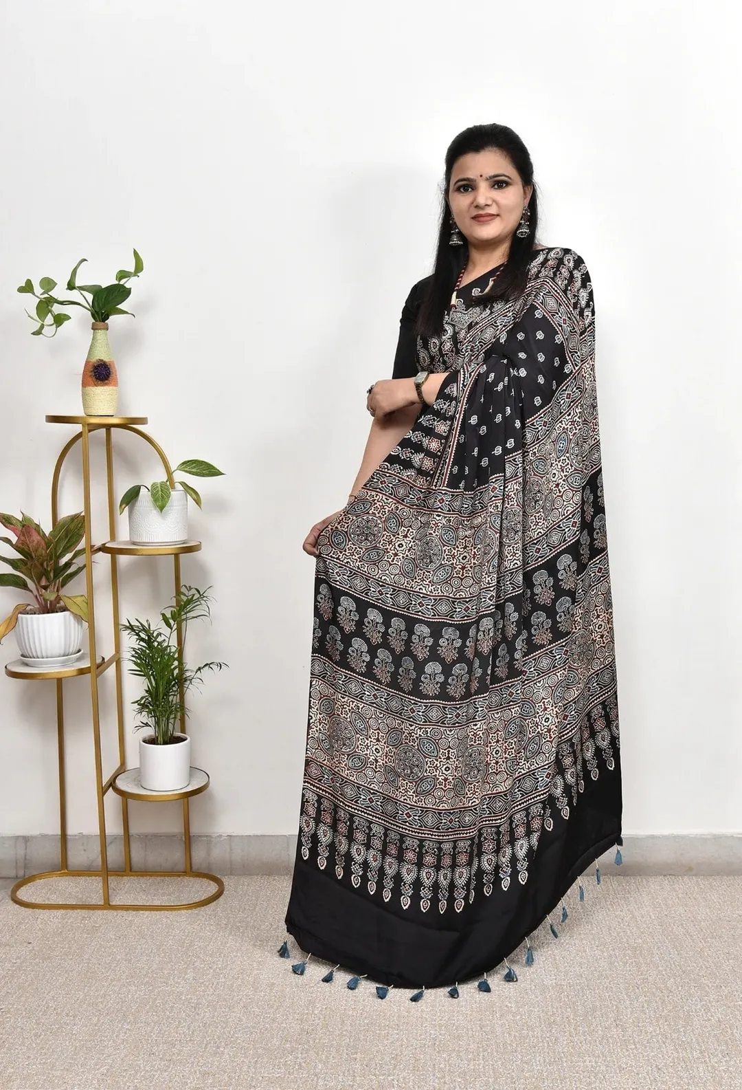 New Ajrakh Gajji Crepe Silk Saree Collection - View 3