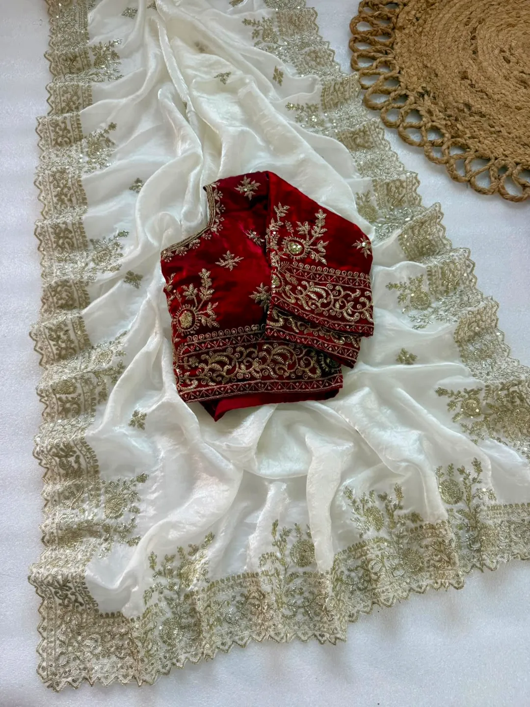 Premium Pure Fandy Satin with Stitched Blouse - Premium Pure Fandy Satin Saree Online India - Buy at ₹1750 - Image 1